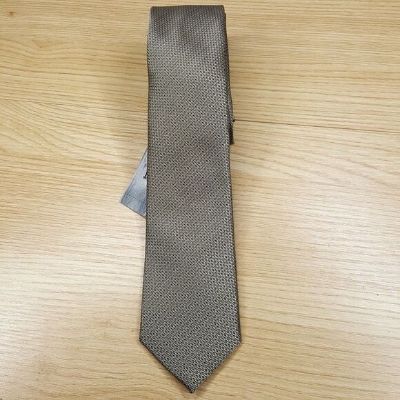 ALFANI Mens Neck Tie Tan Geo Micro Weave Classic Pointed - Picture 2 of 6